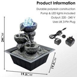 Water Feature Tabletop Indoor Led Fountain Waterfall Home Decor (Crystal Ball) - thumbnail 2