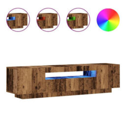 Walplus Tv Cabinet With Led Lights Old Wood 160X35X40 Cm Engineered Wood - thumbnail 2