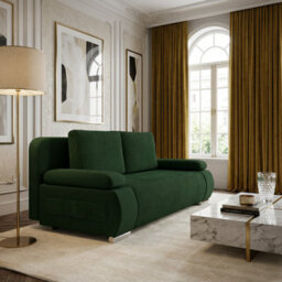 Emma M Corduroy Sofa Bed With Sleeping Function Mdf Frame Hr Foam Storage Compartment 200 X 92 X 77 Cm Green - thumbnail 2