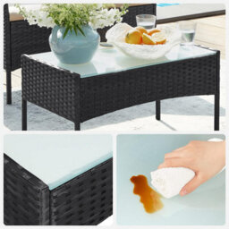 Songmics Garden Furniture Sets, Polyrattan Outdoor Patio Furniture, Pe Wicker Furniture, For Patio Balcony Backyard, Black & Taupe - thumbnail 4