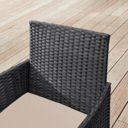 Songmics Garden Furniture Sets, Polyrattan Outdoor Patio Furniture, Pe Wicker Furniture, For Patio Balcony Backyard, Black & Taupe - thumbnail 5