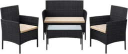 Songmics Garden Furniture Sets, Polyrattan Outdoor Patio Furniture, Pe Wicker Furniture, For Patio Balcony Backyard, Black & Taupe - thumbnail 6
