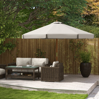Outsunny Garden Parasol Patio Umbrella With Ruffles Grey - image 1