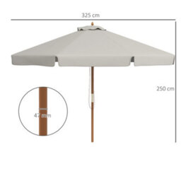 Outsunny Garden Parasol Patio Umbrella With Ruffles Grey - thumbnail 3