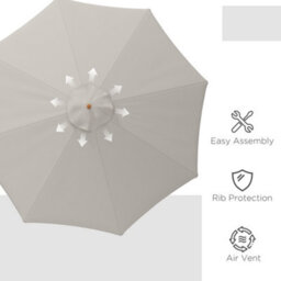 Outsunny Garden Parasol Patio Umbrella With Ruffles Grey - thumbnail 7