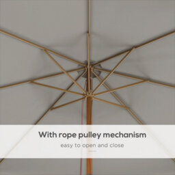 Outsunny Garden Parasol Patio Umbrella With Ruffles Grey - thumbnail 5