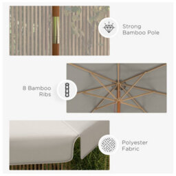 Outsunny Garden Parasol Patio Umbrella With Ruffles Grey - thumbnail 6