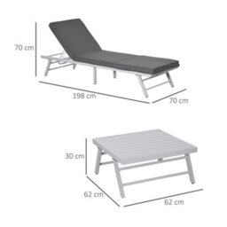 Outsunny 3 Pcs Garden Seating Set W/ Sofa Lounge Table Outdoor Patio Furniture - thumbnail 3