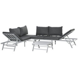 Outsunny 3 Pcs Garden Seating Set W/ Sofa Lounge Table Outdoor Patio Furniture - thumbnail 2
