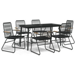 Berkfield 7 Piece Garden Dining Set Black Pvc Rattan - thumbnail 2