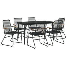 Berkfield 7 Piece Garden Dining Set Black Pvc Rattan - thumbnail 3