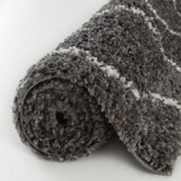 The Rugs Moroccan Shaggy Rugs And Runners Soft Fluffy Wavy Trellis Design High Pile Dark Grey And Ivory Living Room Kitchen Hallway 840 - thumbnail 7