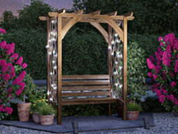 Dunster House Pergola With Seat Bench Lattice Trellis Arbour Wooden Furniture Garden Plant Frame Jasmine - thumbnail 3