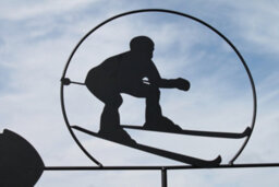 Garden Market Place Weathervane- Skier Steel Weathervane With Ground Spike And Wall Fixing. - thumbnail 2