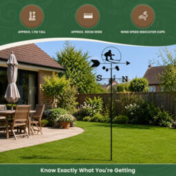 Garden Market Place Weathervane- Skier Steel Weathervane With Ground Spike And Wall Fixing. - thumbnail 6