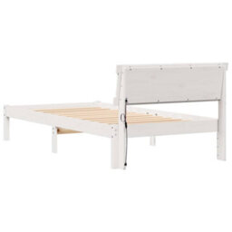 Berkfield Modern Bed Frame With Led Headboard In White, 90 X 200 Cm, Solid Pine - thumbnail 7