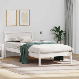 Berkfield Modern Bed Frame With Led Headboard In White, 90 X 200 Cm, Solid Pine - thumbnail 2