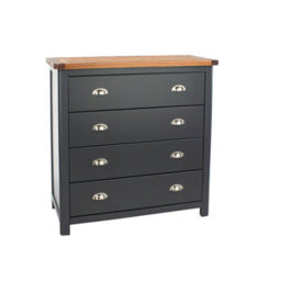 Core Products Dunkeld 4 Drawer Chest - Midnight Blue Painted Wood Bedroom Storage, H94.5 X W90 X D40 Cm - thumbnail 3