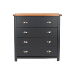Core Products Dunkeld 4 Drawer Chest - Midnight Blue Painted Wood Bedroom Storage, H94.5 X W90 X D40 Cm - thumbnail 4
