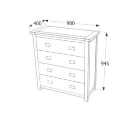 Core Products Dunkeld 4 Drawer Chest - Midnight Blue Painted Wood Bedroom Storage, H94.5 X W90 X D40 Cm - thumbnail 5