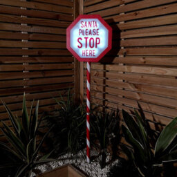 Samuel Alexander 1.1M Battery Operated Light Up Christmas Santa Stop Here Sign With Leds - thumbnail 9