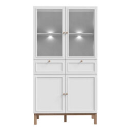 Wyld Haus Niva Light Grey And Natural Oak Effect Display Cabinet With Led Lighting, 4 Doors 2 Drawers - thumbnail 3