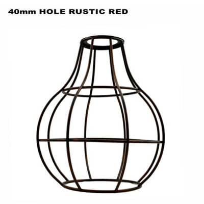 Rustic Red Metal Wire Cage Ceiling Light Shade Easy Fit Lamp Shade, Ceiling Hanging Indoor Pendant Light Lampshade