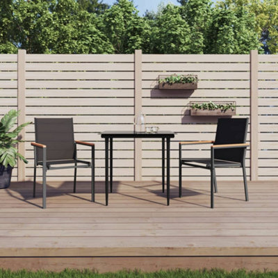 Walplus Garden Chairs 2 Pcs Black 55X61.5X90 Cm Textilene And Steel - image 1