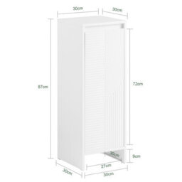 Sobuy Bzr154-W, Slim Bathroom Storage Cabinet With Laundry Basket Narrow Bathroom Unit Freestanding  Cupboard,white - thumbnail 3