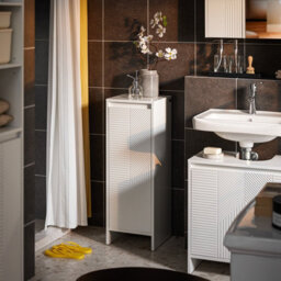 Sobuy Bzr154-W, Slim Bathroom Storage Cabinet With Laundry Basket Narrow Bathroom Unit Freestanding  Cupboard,white - thumbnail 2