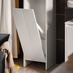 Sobuy Bzr154-W, Slim Bathroom Storage Cabinet With Laundry Basket Narrow Bathroom Unit Freestanding  Cupboard,white - thumbnail 8