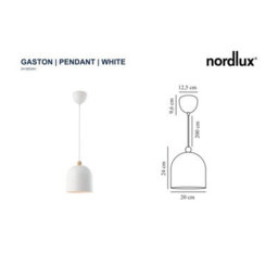 Nordlux Gaston Metal Pendant Light White Inner White,mains - thumbnail 4