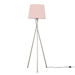 Valuelights Camden Brushed Chrome Tripod Floor Lamp With Pink Tapered Shade And Bulb - thumbnail 3