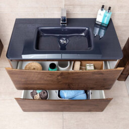 Plum&clay Eden Redwood Floorstanding Vanity Unit With Grey Glass Basin (W)900mm