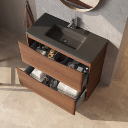 Plum&clay Eden Redwood Floorstanding Vanity Unit With Grey Glass Basin (W)900mm - thumbnail 3