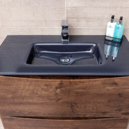 Plum&clay Eden Redwood Floorstanding Vanity Unit With Grey Glass Basin (W)900mm - thumbnail 4