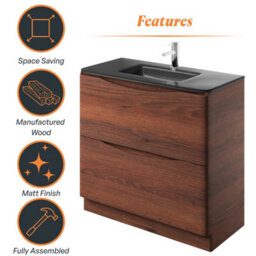 Plum&clay Eden Redwood Floorstanding Vanity Unit With Grey Glass Basin (W)900mm - thumbnail 8