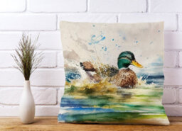 Warren Reed Designer Splashing Mallard Watercolour Cushions 45Cm X 45Cm - thumbnail 2
