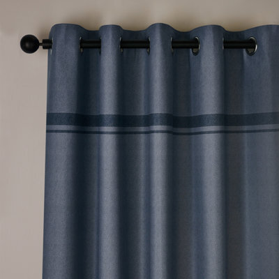 Catherine Lansfield Melville 90X90 Inch Lined Eyelet Curtains Two Panels Blue - image 1