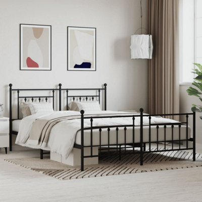 Berkfield Metal Bed Frame With Headboard And Footboard Black 183X213 Cm - image 1