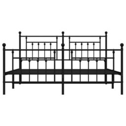 Berkfield Metal Bed Frame With Headboard And Footboard Black 183X213 Cm - thumbnail 6