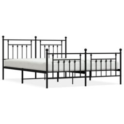 Berkfield Metal Bed Frame With Headboard And Footboard Black 183X213 Cm - thumbnail 2