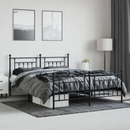 Berkfield Metal Bed Frame With Headboard And Footboard Black 183X213 Cm - thumbnail 3