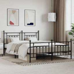 Berkfield Metal Bed Frame With Headboard And Footboard Black 183X213 Cm - thumbnail 1