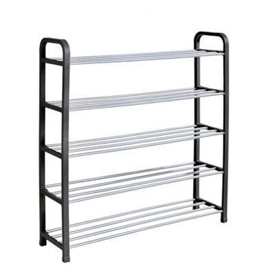 Amos Metal 5-Tier Shoe Rack Organiser - Black & Silver - image 1