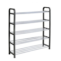 Amos Metal 5-Tier Shoe Rack Organiser - Black & Silver