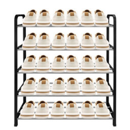 Amos Metal 5-Tier Shoe Rack Organiser - Black & Silver - thumbnail 6
