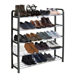Amos Metal 5-Tier Shoe Rack Organiser - Black & Silver - thumbnail 2