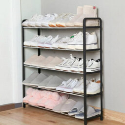 Amos Metal 5-Tier Shoe Rack Organiser - Black & Silver - thumbnail 3