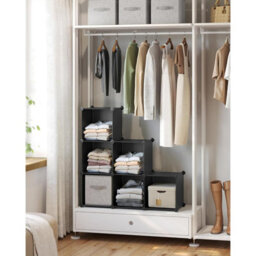 6 Cube Storage Unit, Modular Plastic Cube Storage Organiser With Feet, Shoe Rack, With Rubber Mallet, Black - thumbnail 3